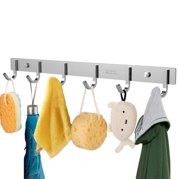 

ounona sturdy stainless steel 304 hook rail coat rack with 6 hooks home storage & organization for bedroom bathroom