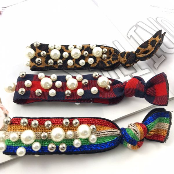 

handmade pearl rivet color knot hairband korean-style dongdaemun celebrity style hairband ins style hair band, Brown