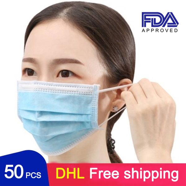 

dhl 50pcs 7264991 face mask quality assurance 7339044 meltblown mouth disposable mascherine face masks nonwove 3 layer ply anti-dust 95%