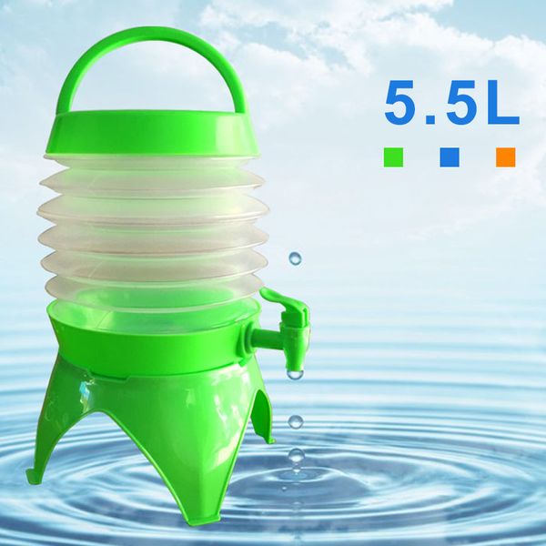 

1 pcs water container dispenser 5.5l collapsible folding portable for outdoor camping travel &t8