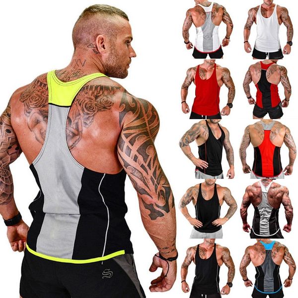 

zogaa new fashion men tank workout shirts fitness bodybuilding gym clothing sleeveless vest male undershirt, White;black