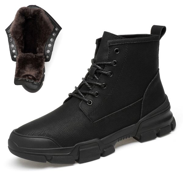 

2019 winter men ankle boots genuine leather warm luxury handmade rubber snow boots men #hl8998, Black