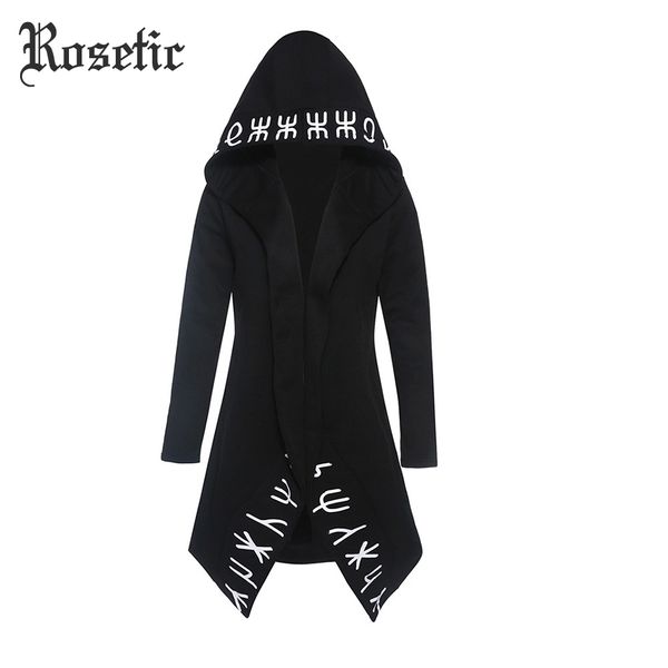 

rosetic punk gothic hoodies casual cool chic black plus size women sweatshirts loose cotton hooded plain print female hoodies