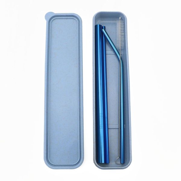 

metal glass drinking straw set stainless steel straw 1pc cute pink box packing 3pc reusable straws 1pc clean brush for party bar