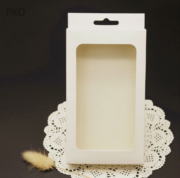

100pcs 4 white kraft sizes mobile with cover box paper hang hole packaging retail case phone for box black phone window vuuwt
