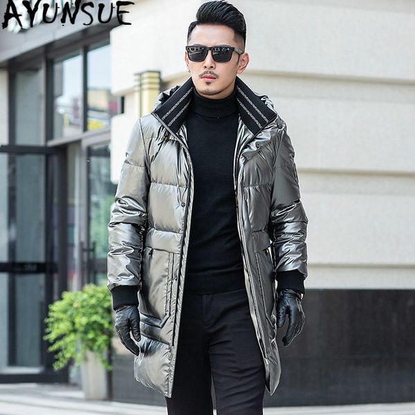 

ayunsue 2019 winter coat men white duck down jacket korean puffer jacket men hooded warm parka moda masculina 19616 yy1457, Black