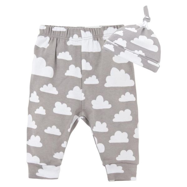 

kavkas baby boy clothes 2020 spring baby girl clothing sets newborn cotton printed full length pants+cap kids 2pcs suit, White