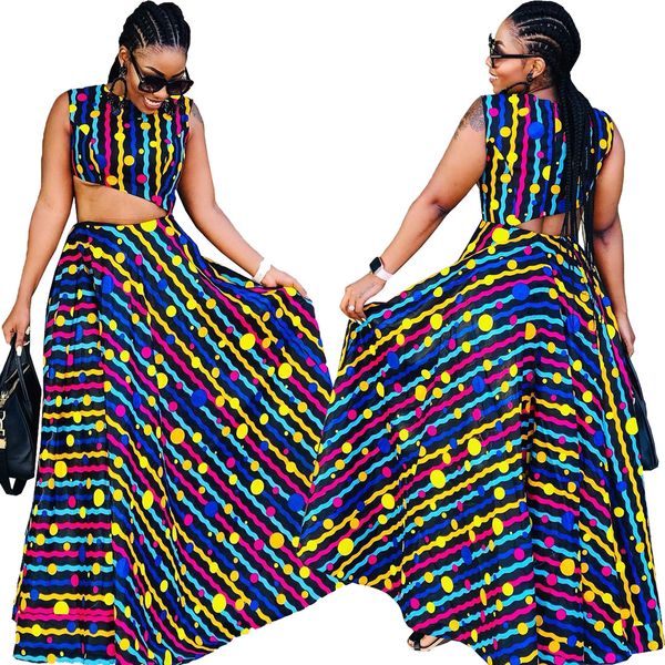 

womens designer l8040 printed big skirt two-piece set, White