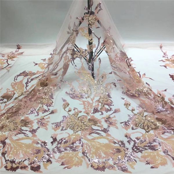 

2020 french nigerian sequins net lace african tulle mesh sequins lace fabric for party dress sequins fabric lr9104, Black;white