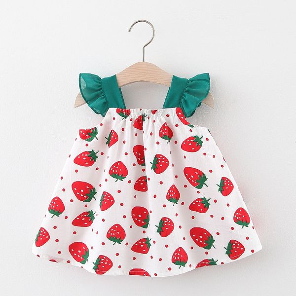 

kids designer clothes girls girls suspender skirt summer new childrens sleeveless cotton vest skirt fruit strawberry printed western style p, White