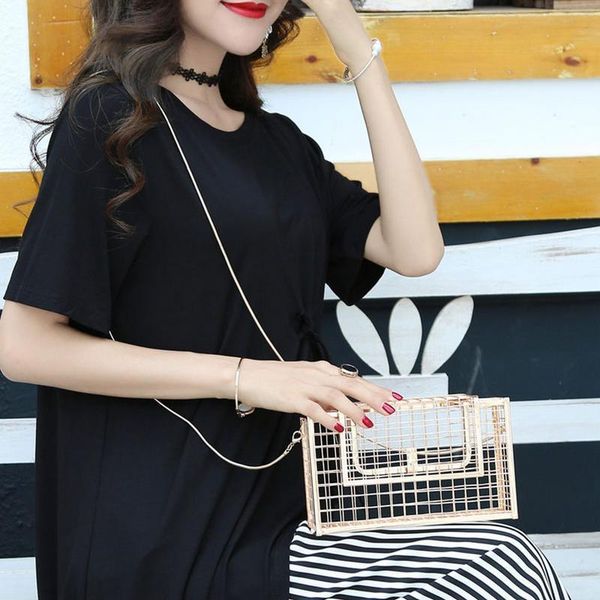 

women elegant chain crossbody shoulder bag metal hollow clutch messenger hand bags evening clutches ladies chains bag handbag