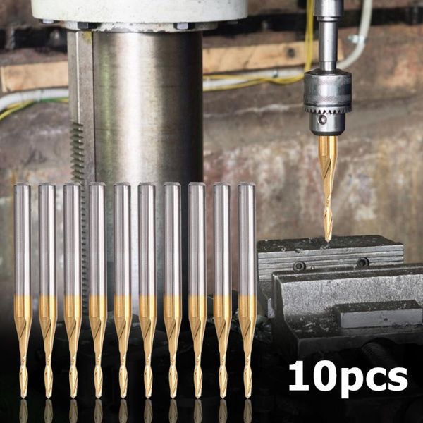 

10pcs wood carving engraving cutter cnc router bits end mill for pcb machine woodworking polishing tool sets supplies