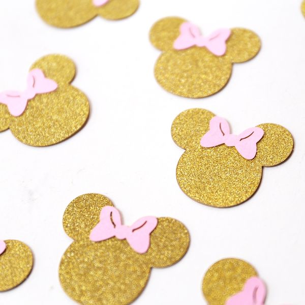 

mouse confetti,glitter gold and pink party decor, mouse table decor,gold confetti, other event party supplies
