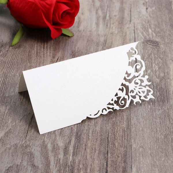 

50pcs hollow flower party greeting cards name place card table decoration small tent cards for wedding party supplies a35