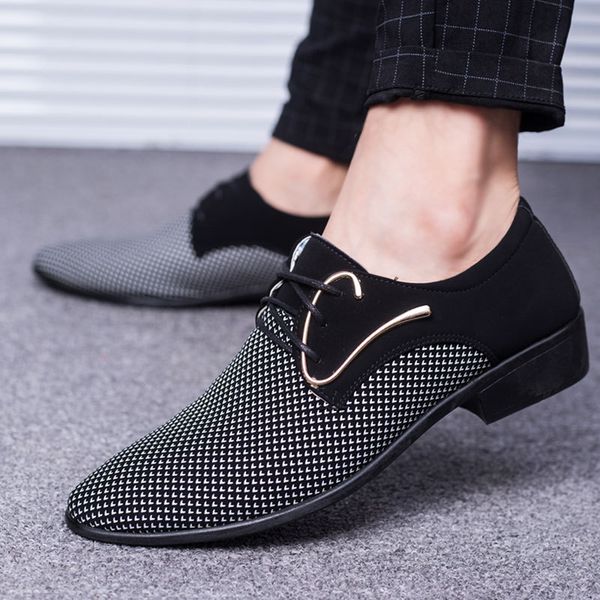 

e-commerce new mens leather shoes large cross-border for korean-style pointed mens business dress casual shoes, Black