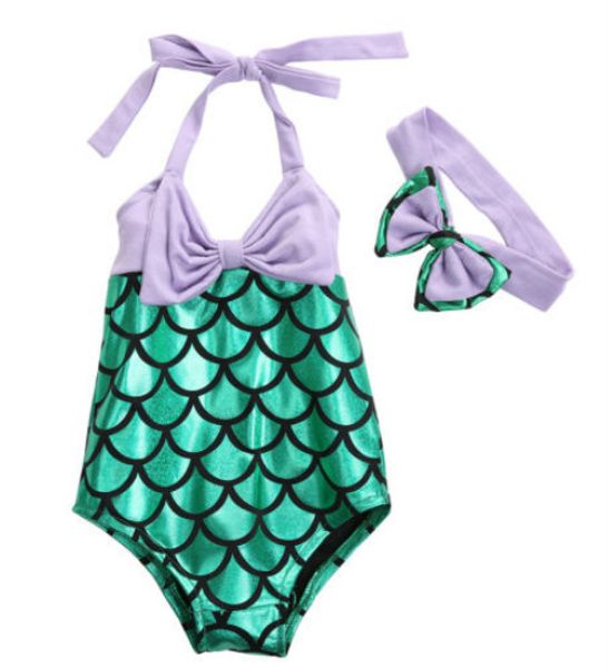 

us stock mermaid toddler kids girls swimwear bikini set swimsuit bathing suit cute one-piece swimming suits