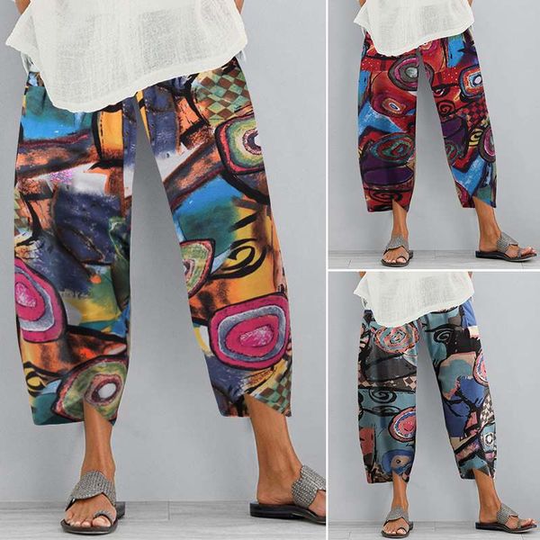 

women's pants & capris zanzea autumn fashion harem elastic waist trouser casual printed long pantalon palazzo female plus size turnip 5, Black;white