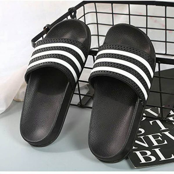 

couple slippers black and white stripe sandals men claquette femme 2020 summer shoes soft flat sole batheroom beach flip flops