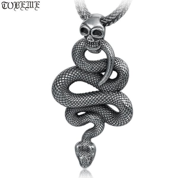 

handcrafted 100% 925 silver snake man pendant vintage sterling silver surpent pendant skull pendant punk jewelry