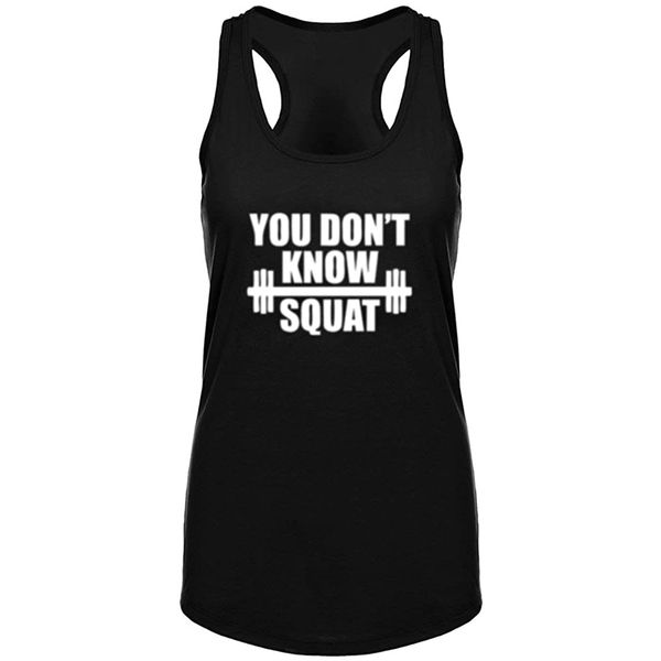 

summer funny letter print tank women's you don't know squat fitness workout racerback tank, White