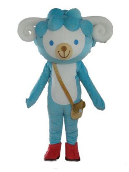 

2018 a blue mutton mascot costume with a bag for to wear, Red;yellow