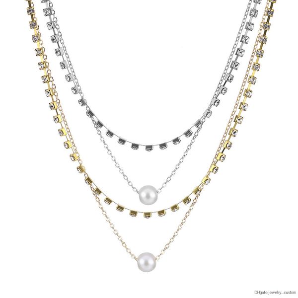 

Vkme Drop Shipping Necklace Ladies Fashion Necklace Multi-layer Imitation Pearl Pendant Jewelry Necklace Gift