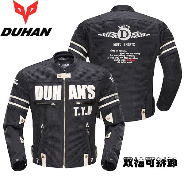 

duhan motorcycle jacket men breathable mesh racing protective gear removable protector retro summer moto jacket riding clothing