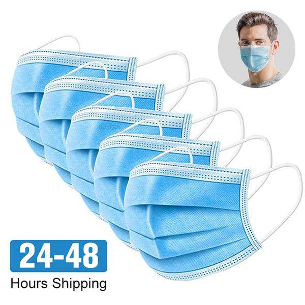 

100шт лицо рот маска одноразовая защита 3 слоя фильтр пылезащитный ушной вкладыш нетканые рот защитные маски для дропшиппинга