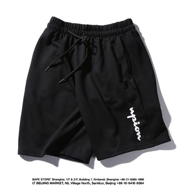

mens fantastic shorts summer brand shorts pattern printed casual solid color short pants sport short joggers for male, Black