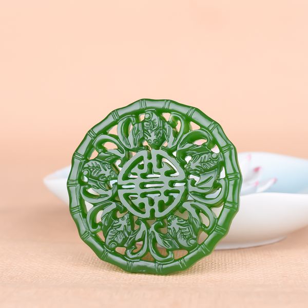 

chinese green jade five blessings at the gate jade pendant jewelry fine jewelry lucky safety charms necklace pendant, Silver