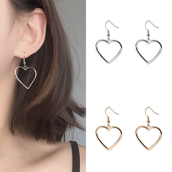 

long jewelry silvery gifts heart golden drop earrings sale lovely graceful girls drop shipping hollow out women, Silver