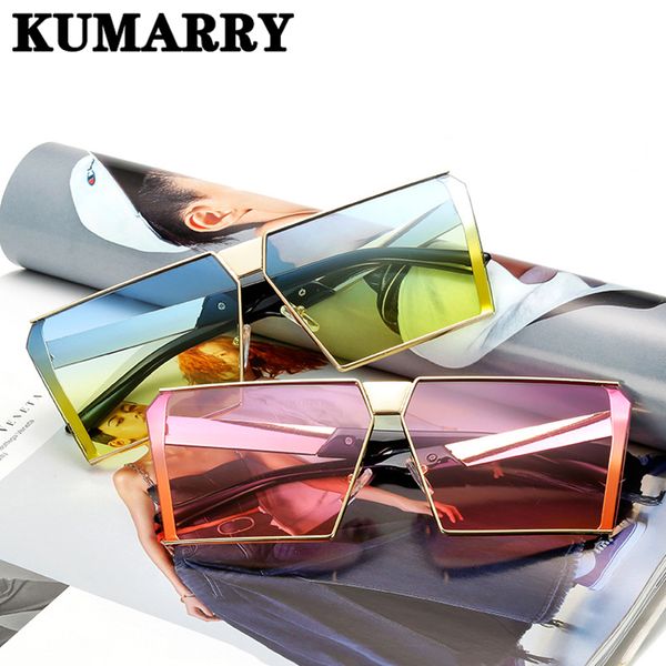 

kumarry oversized square sunglasses women/men brand designer metal fashion sun glasses lentes/gafas de sol mujer/hombre uv400, White;black
