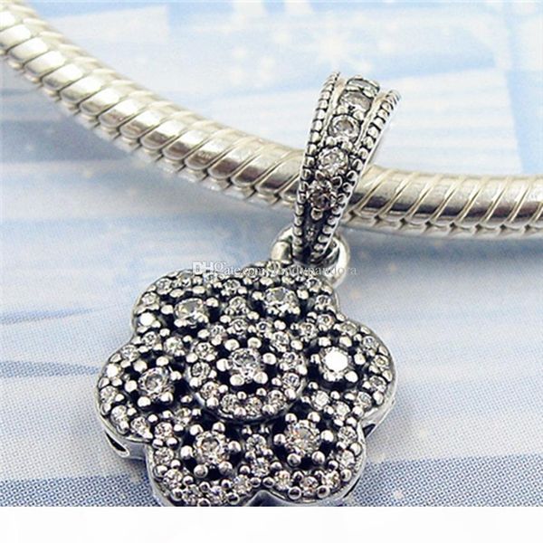 

2016 winter loose bead 925 sterling silver flower dangle charm fits european pandora jewelry bracelet necklace & pendant christmas gifts, Black