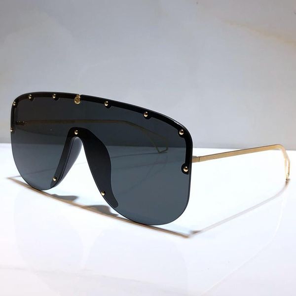 

new fashion 0667s designer sunglasses connected lens big size half frame with small rivets 0667 mask sunglasses popular goggle quality, White;black