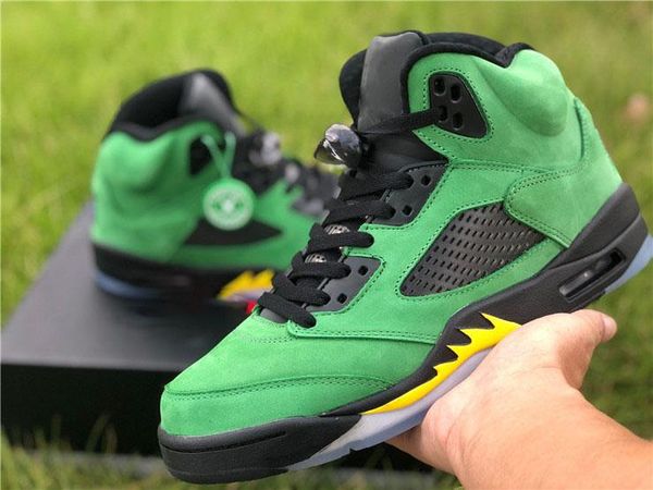 

2020 новый air аутентичные 5 se oregon ducks баскетбол обувь apple, зеленый, желтый, черный удар jumpman светоотражающие мужчины спорт кросс