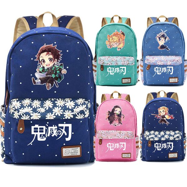 

f5302 cartoon anime tanjirou demon slayer children schoolbag girls school bag women bagpack teenagers canvas lady femme backpack