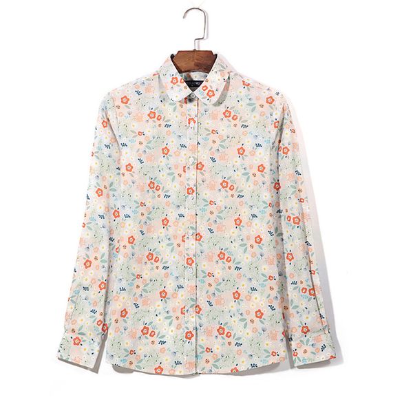 

all floral print womens designer shirts fashion slim long sleeve panelled womens shirts casual womens clothing, White