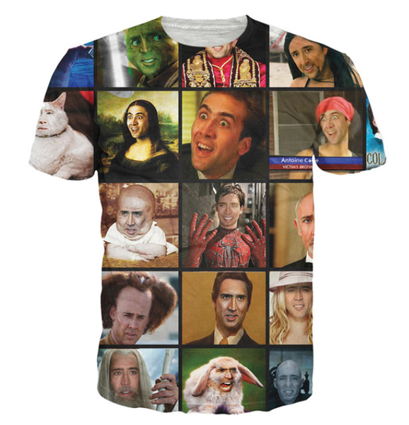 

2019 новое лето горячие продажа мода nicolas cage rage мужчины женщины толстовка 3d печати футболка мужская с коротким рукавом топ пуловер х, White;black