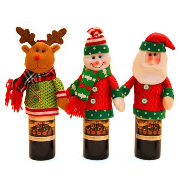 

christmas decorations for home wine bottle cover santa claus snowman gift xmas navidad decor new year 40%off