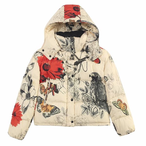 

ukraine winter coat women clothes casual vintage 2018 new short butterfly print cap loose bread cotton padded jacket female a705, Black