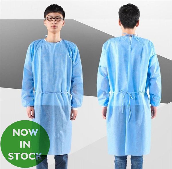 

США STOCK Водонепроницаемая изоляция Одежда Sms Вязаные манжета Обратный Уздечка Защитная одежда Antistaic Одноразовая мантий Защитный костюм