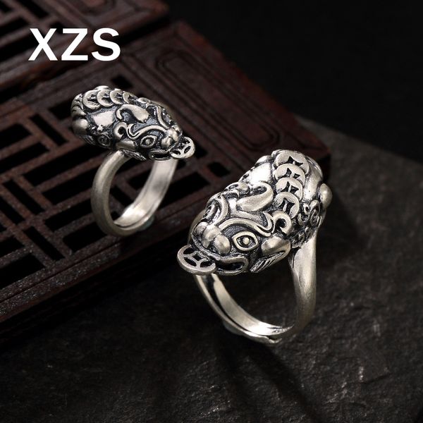 

100% authentic 990 sterling silver mythical animals rings china style vintage hand made for women gift jewelry jzc-8035, Golden;silver