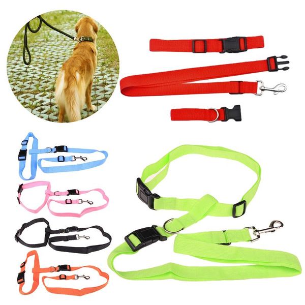 

2.5m adjustable walking leash pet product candy colors leashes waist pet dog leash running jogging puppy dog lead collar sport