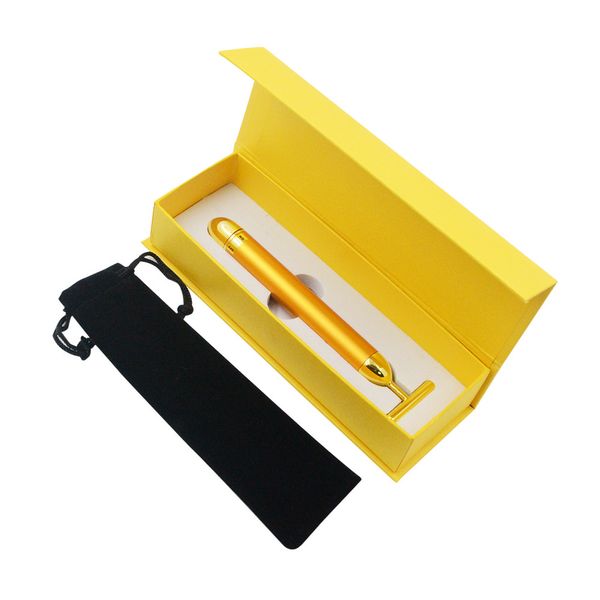 

Slimming face 24k gold vibration facial beauty roller ma ager tick lifting kin tightening wrinkle bar face beauty tool