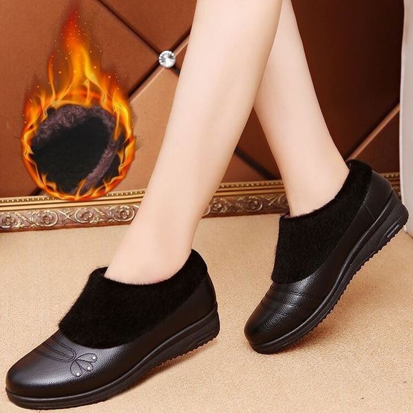

arsmundi snow boots women shoes warm plush ankle boots winter female slip on flat casual shoes waterproof footwear m1009, Black