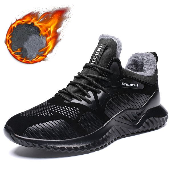 

brand winter sneakers men running shoes for outdoor sports warm fur sneakers non-slip trainers student trend black size 39-46