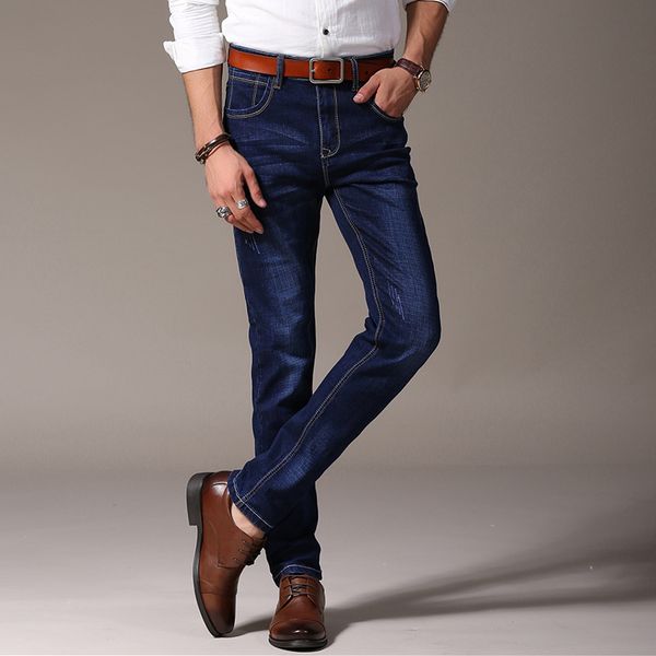 

odinokov brand 2017 mens stretch jeans summer lightweight thin denim black blue slim fit dress jeans