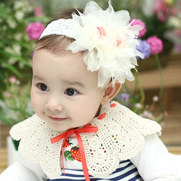 

baby headband turban elastic flower headwear fashion style children kids hair accessories for birthday party gift and p prop, Slivery;white