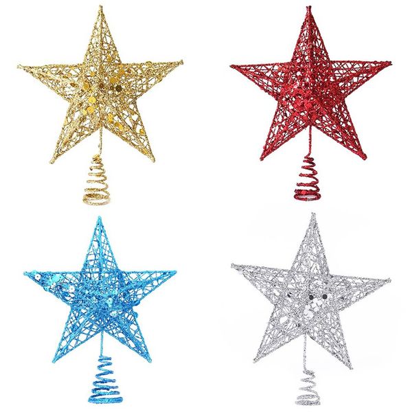 

1pcs 20cm new year christmas tree ers star gold silver metal stars decoration glitter crafts gifts festival party supplies