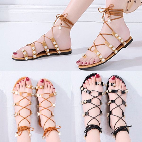 

roman style rhinestone shiny sandals open toe shoewomen's summer pearl cross strap platform bottom open toe sandals casual shoes, Black